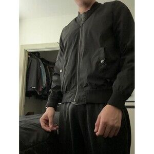 Distortion Vintage Nylon Bomber Jacket Shiny Silky Glanz Black